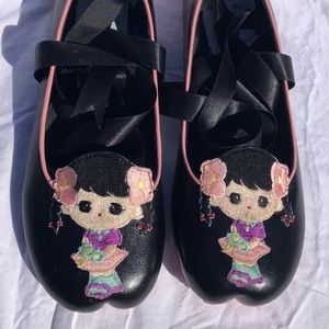 Vintage Irregular choice ballet flats w/ankle wrap